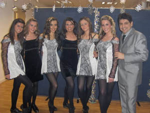 Frankie Roma with Irish dancers